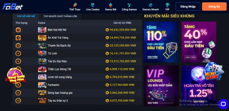 Thưởng nạp lại FT179